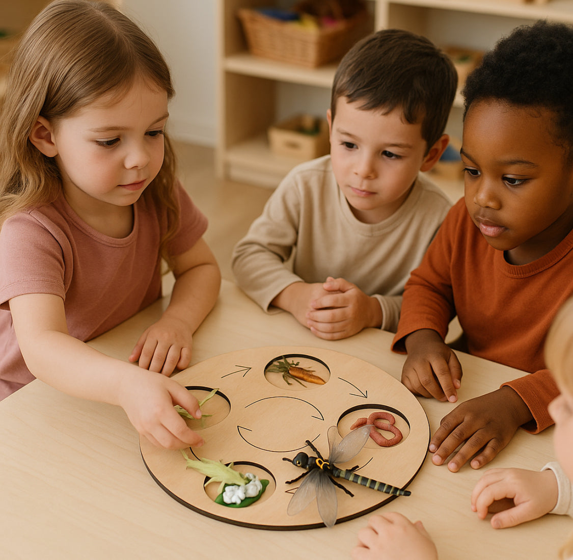 Plateau de cycle de vie Montessori 4 ou 5 emplacements