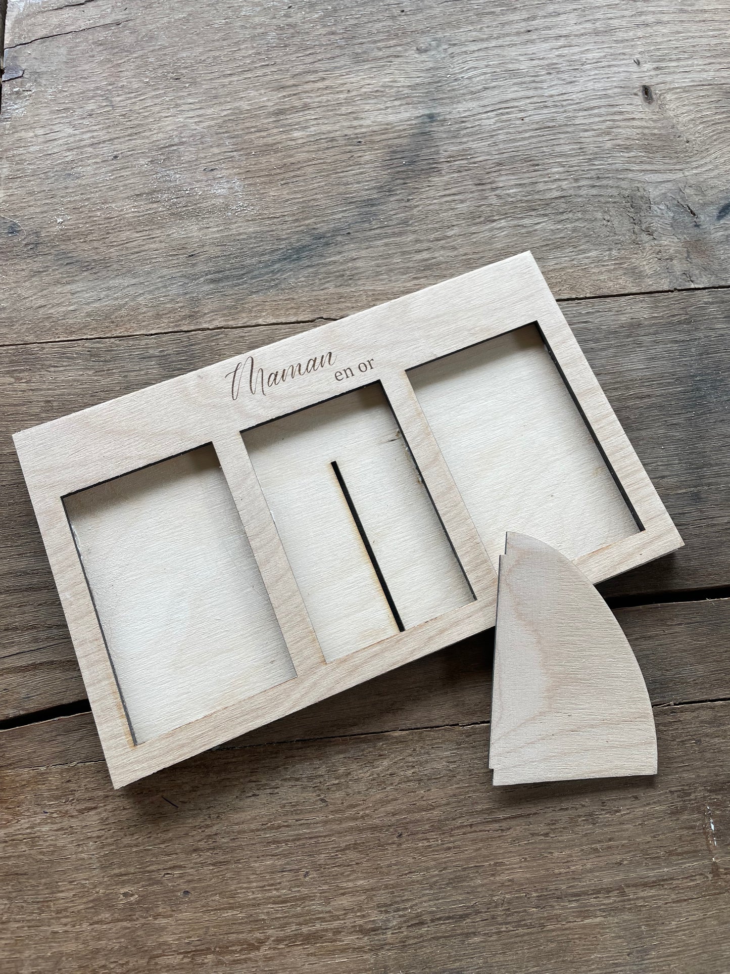 Cadre en bois 3 emplacements personnalisable