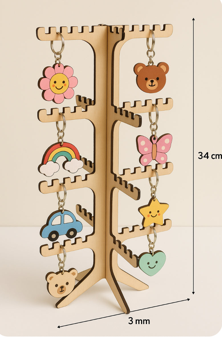 🌿 Arbre en bois polyvalent – Présentoir & Support de motricité fin