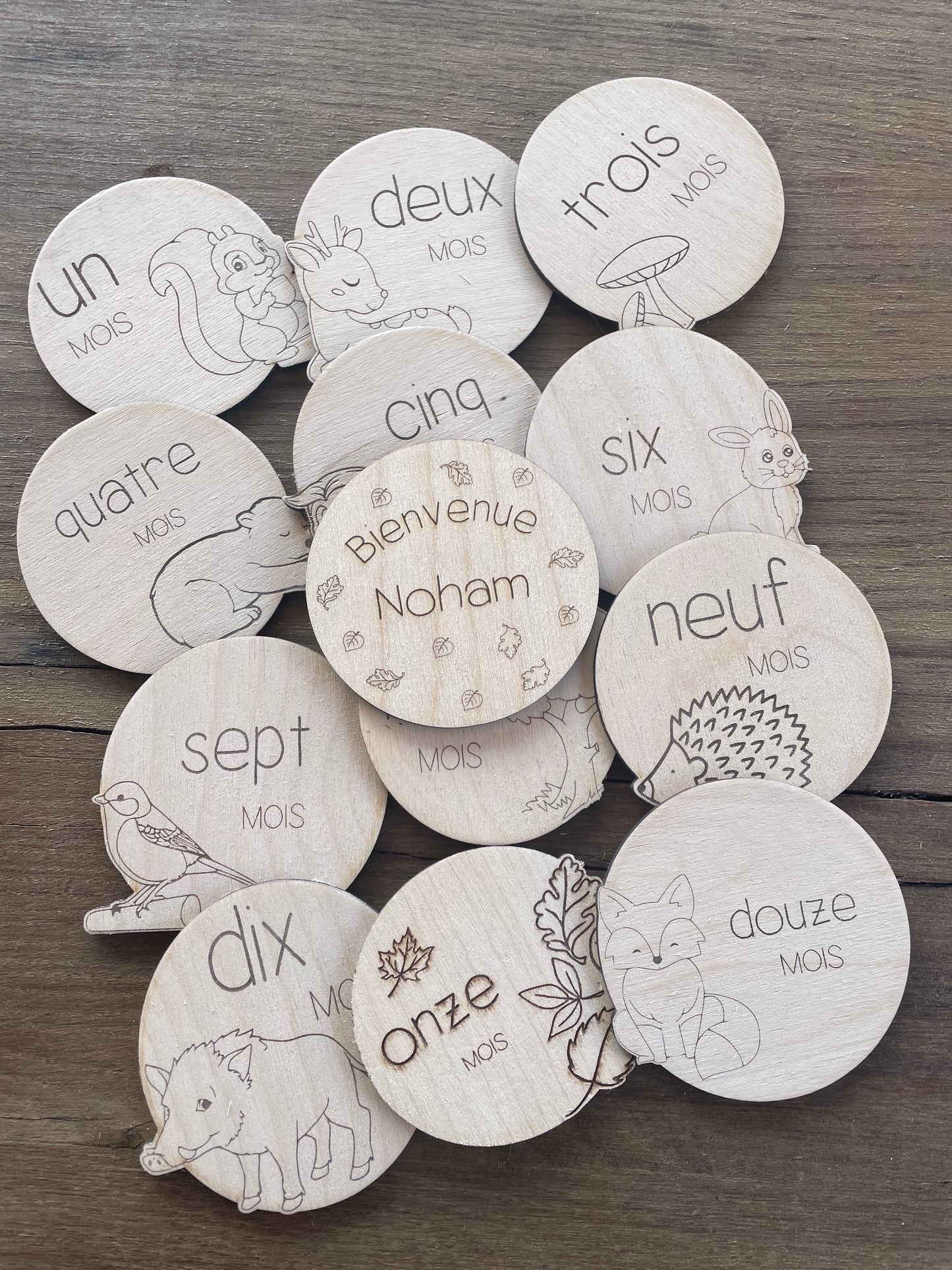 Cartes étapes première année de bébé thème animaux de la forêt .