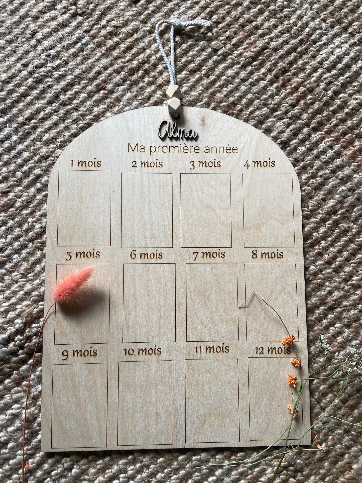 Tableau photo en bois ma première année