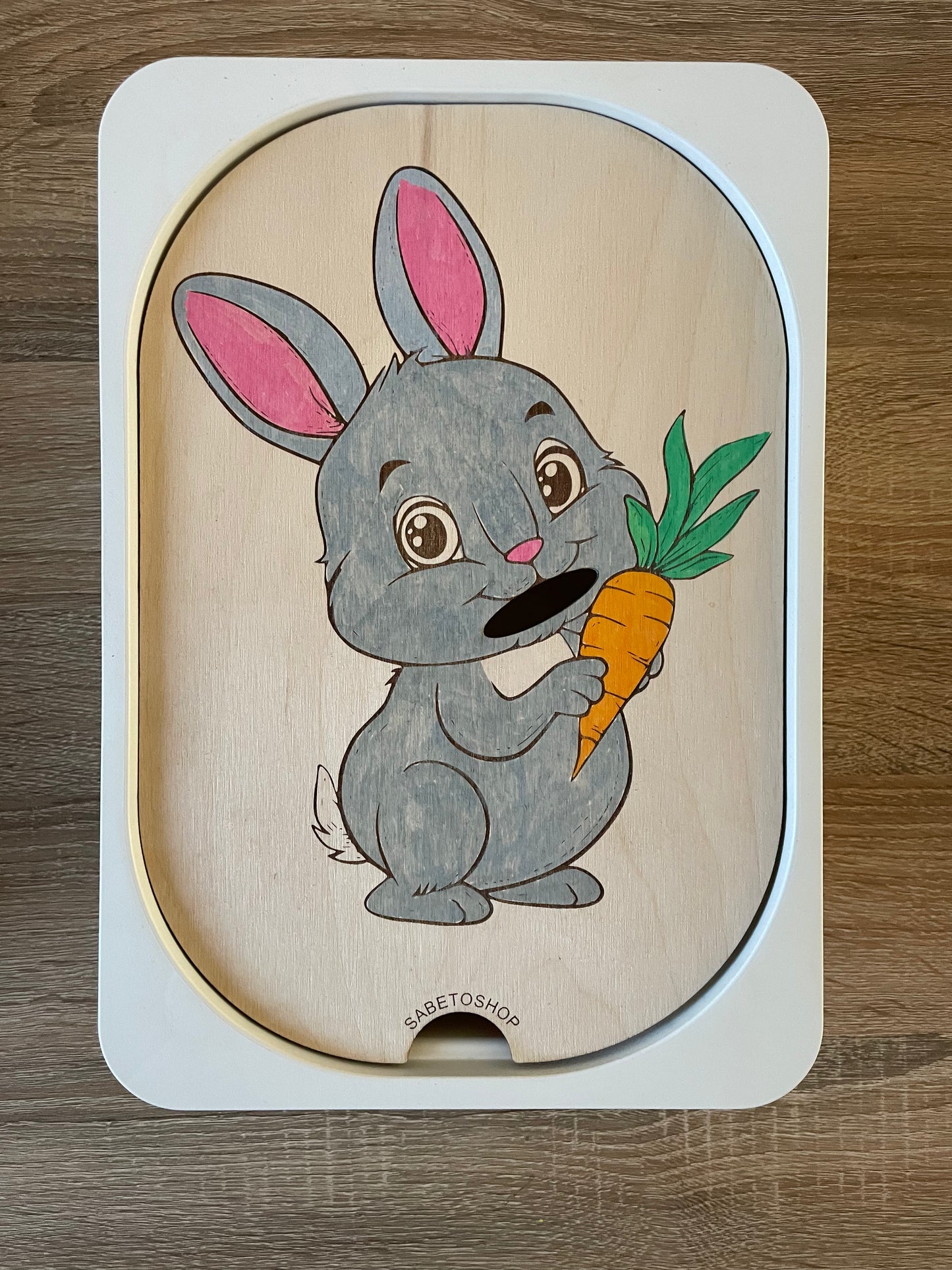Plaque d’activité lapin et carottes