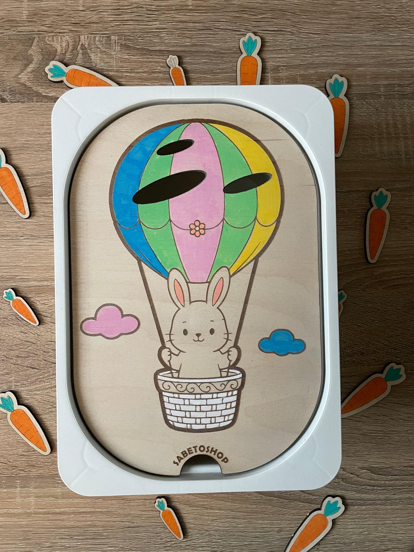 Insert lapin en montgolfière