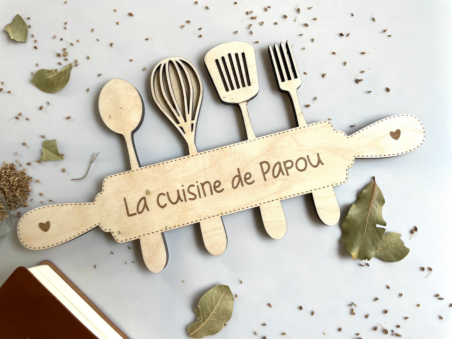 Plaque décorative de cuisine en bois