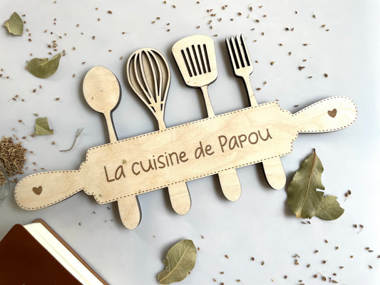 Plaque décorative de cuisine en bois