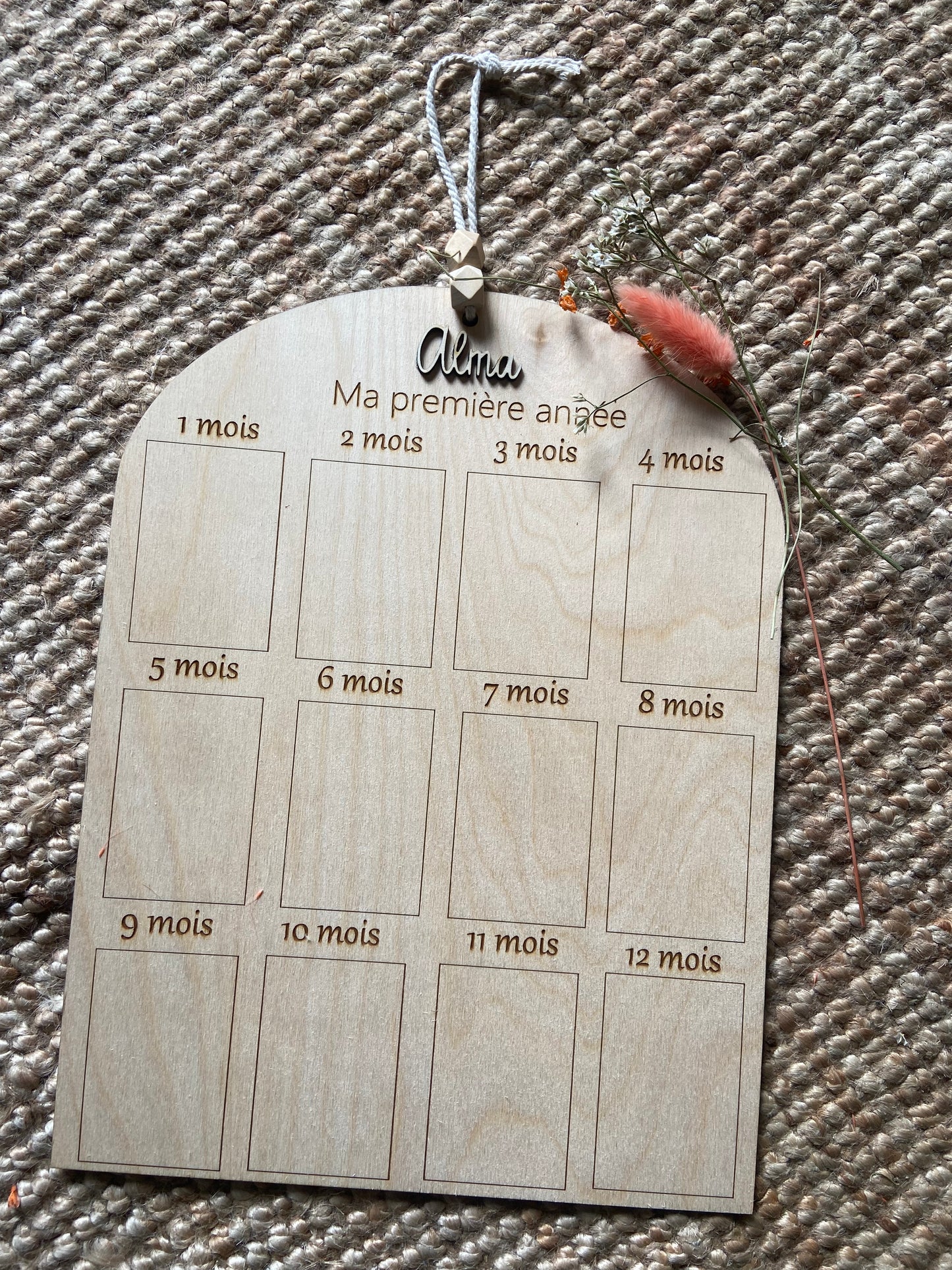 Tableau photo en bois ma première année