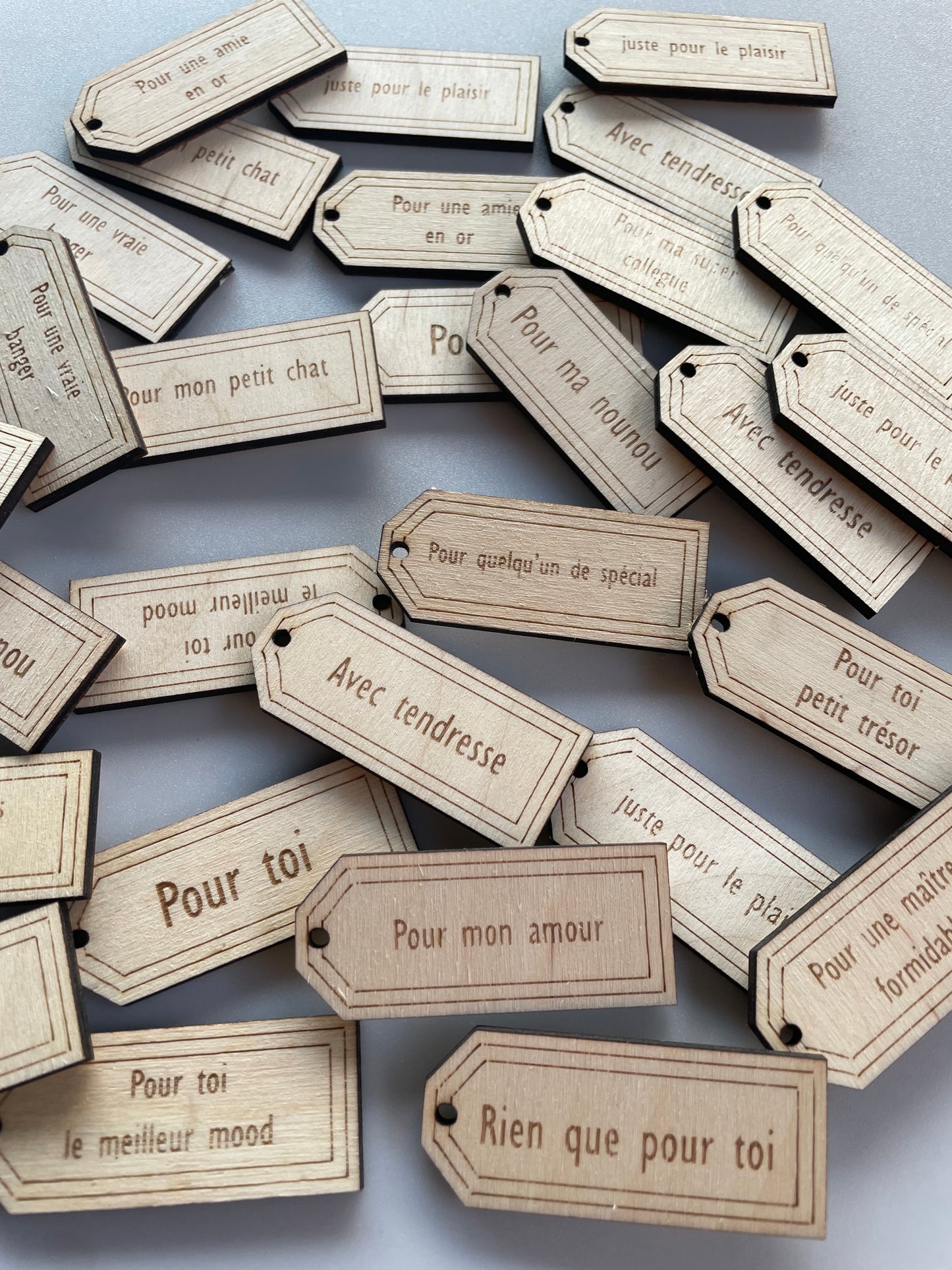 Lot de 6 étiquettes en bois personnalisées