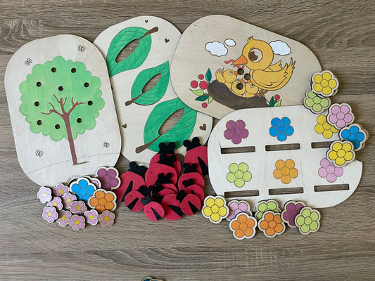 Lot de 4 inserts sur le thème du printemps