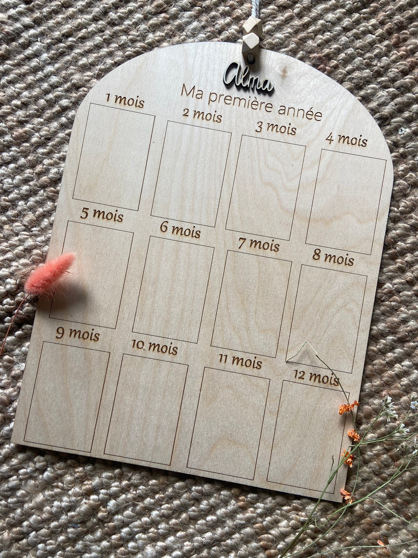 Tableau photo en bois ma première année