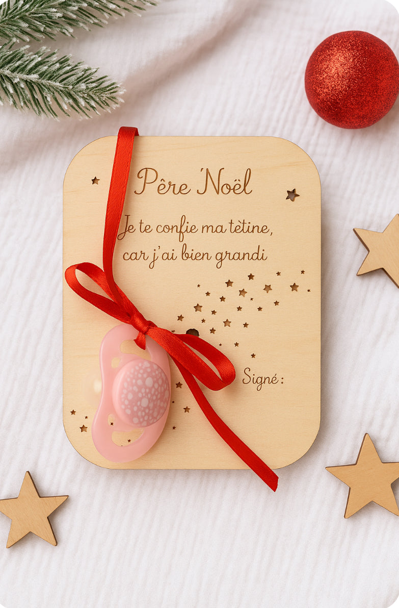 Plaque « je confie la tétine au père Noël »