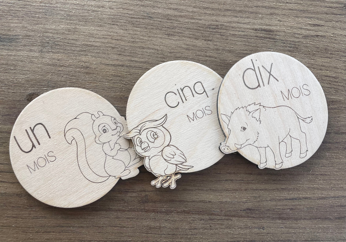 Cartes étapes première année de bébé thème animaux de la forêt .