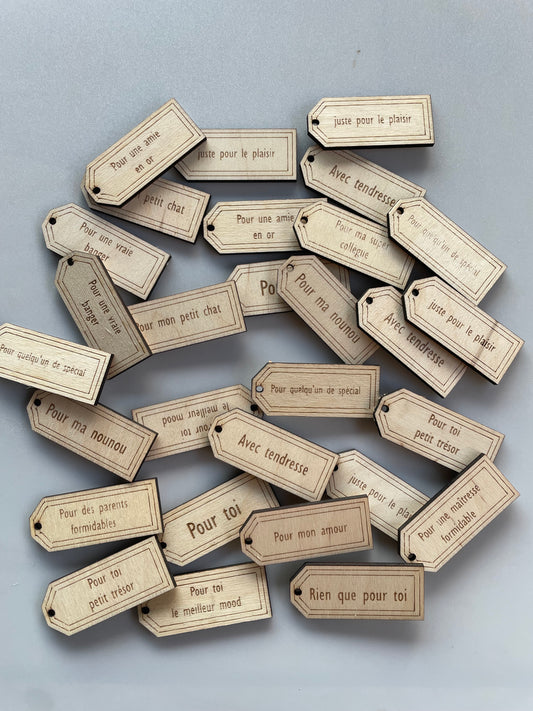Lot de 6 étiquettes en bois personnalisées