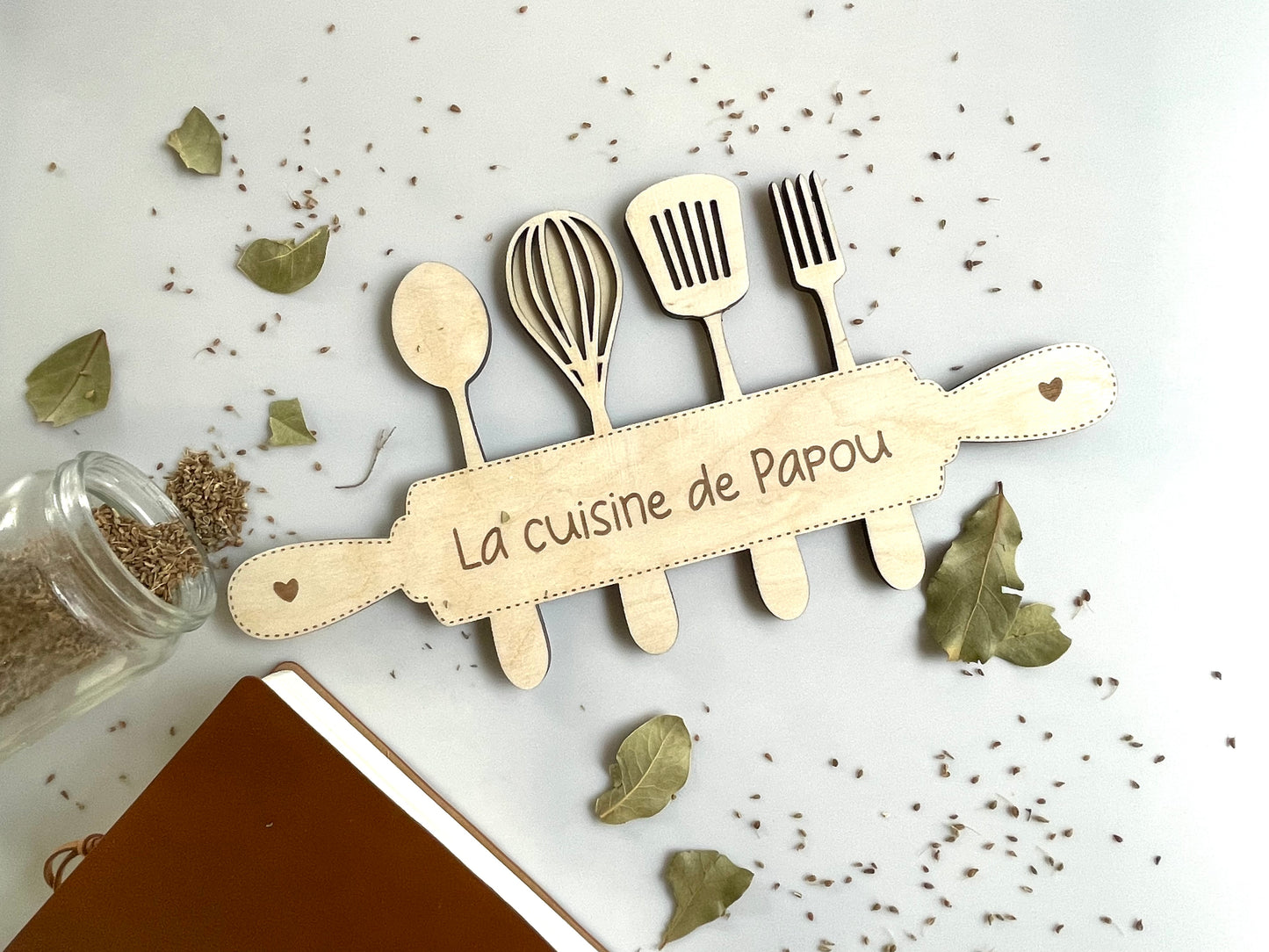 Plaque décorative de cuisine en bois