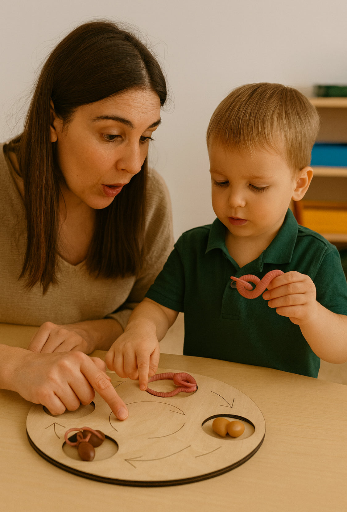 Plateau Montessori cycle de vie du ver de terre 🪱