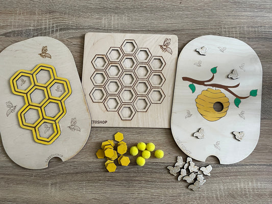 Lot d’inserts et plateau de tri sur le thème des abeilles 🐝