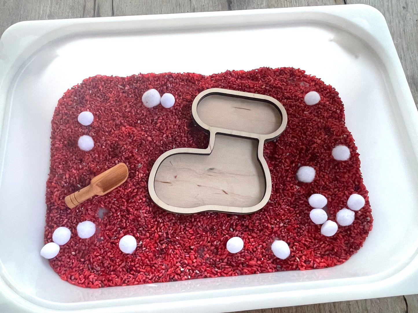🧦 Plateau sensoriel – Botte de Noël