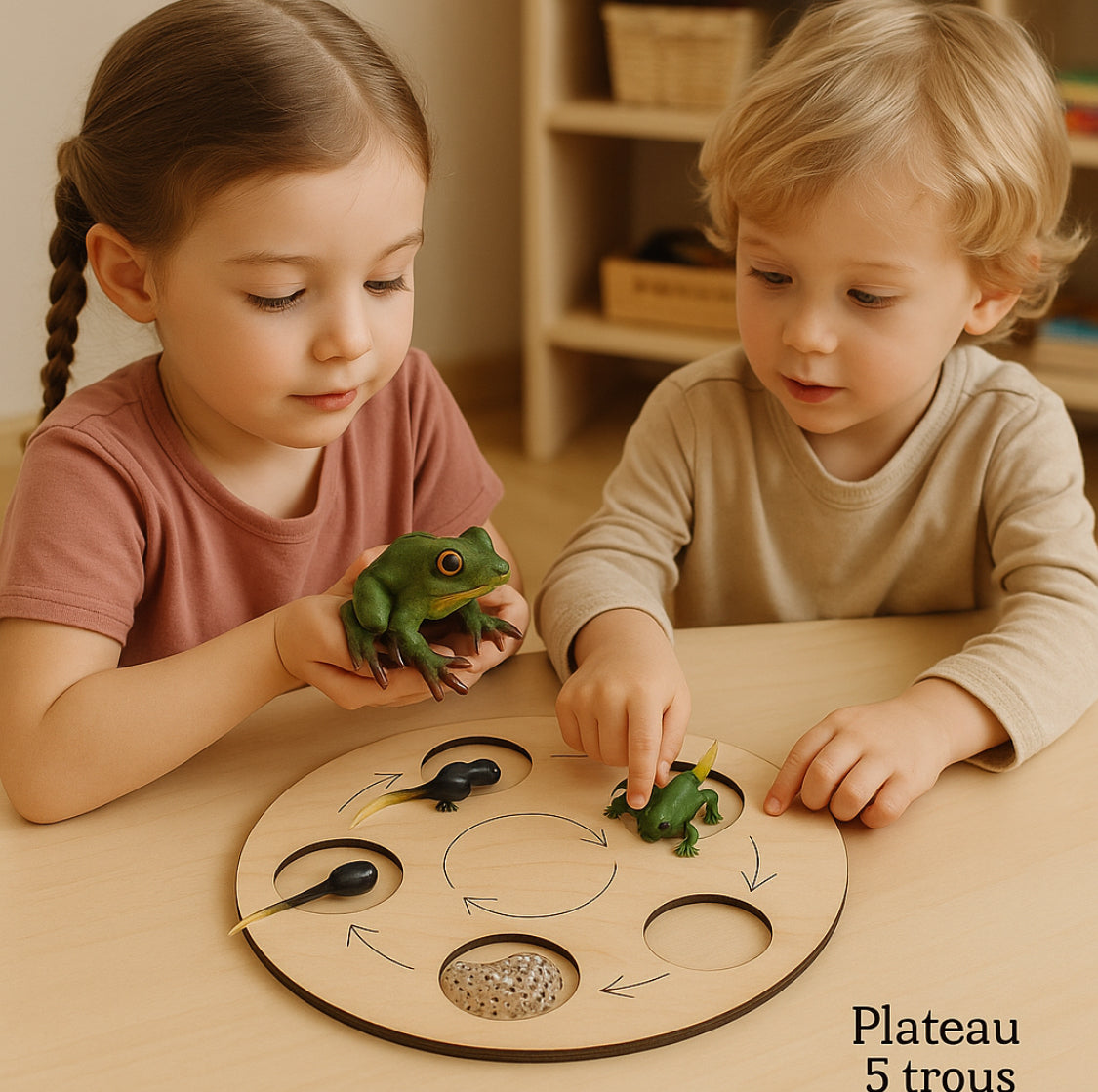 Plateau de cycle de vie Montessori 4 ou 5 emplacements